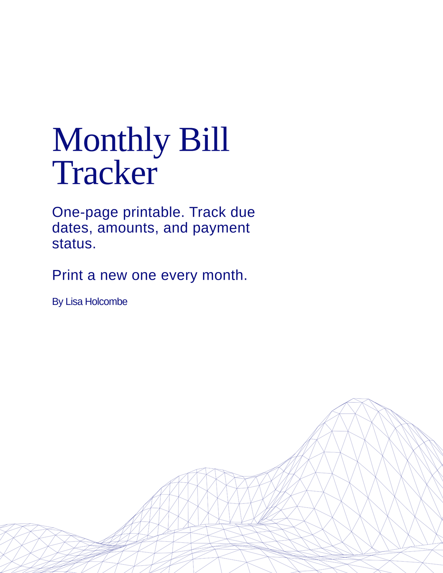 Monthly Bill Tracker